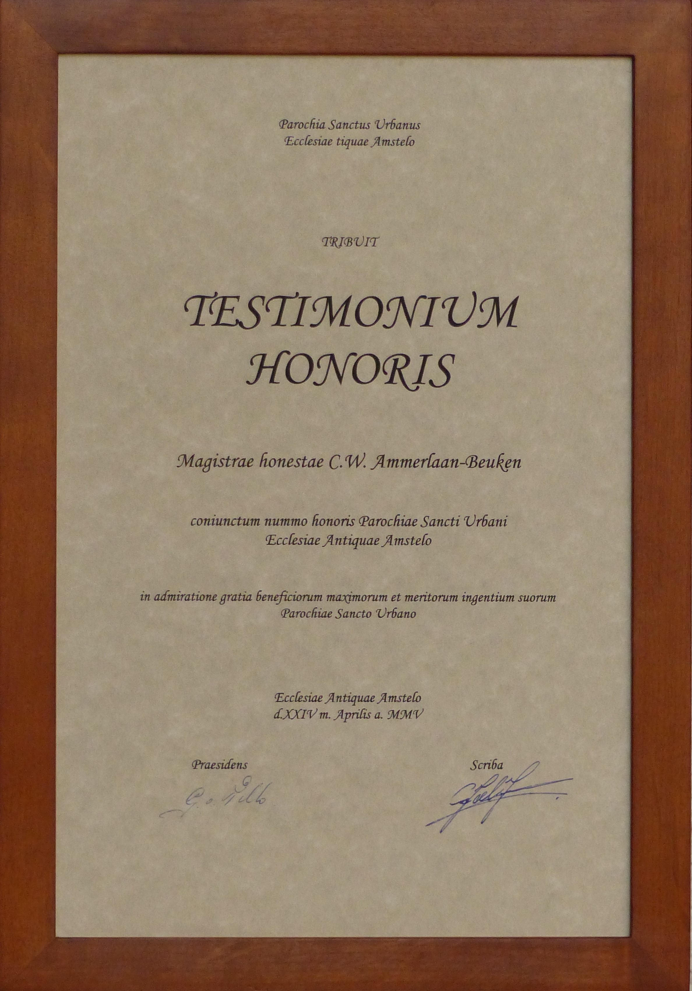 Testimonium Honoris